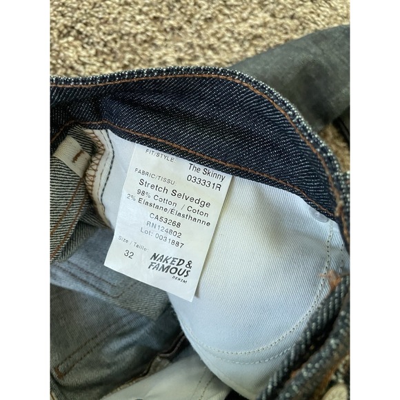 Naked and Famous The Skinny Guy Denim Jeans Mens Size 32x32 - Picture 3 of 6